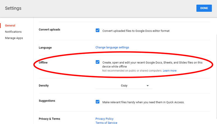 الوصول إلى الملفات في Google Drive دون اتصال بالإنترنت (سطح المكتب)