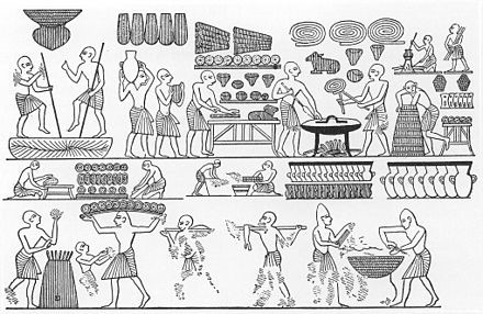 رسوم تشرح طرق إعداد الخبز مرسومة على جدران مقبرة رمسيس الثالث في وادي الملوك